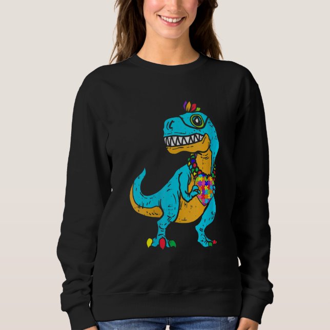 Dinosaur Puzzle Piece  Autism Awareness Boy Kid To Sweatshirt (Front)