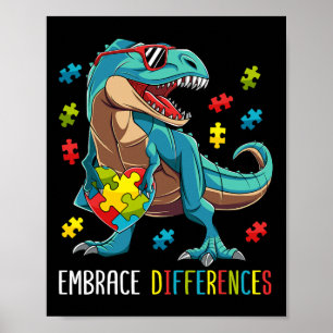 Dinosaur Puzzle Piece Autism Awareness For Boys Ki Poster