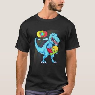 Dinosaur Puzzle Piece Autism Awareness Men Boys Ki T-Shirt