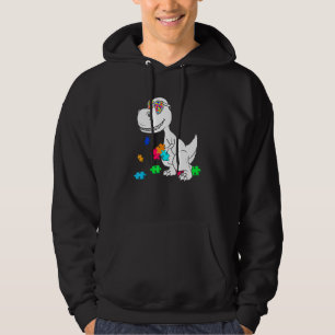 Dinosaur Puzzle Piece Autism Awareness Trex Boys K Hoodie