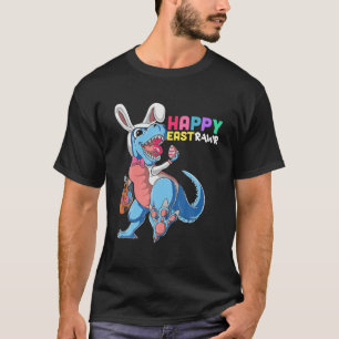 Dinosaur Rabbit Easter Day Eggs Dab Boys Girls Kid T-Shirt