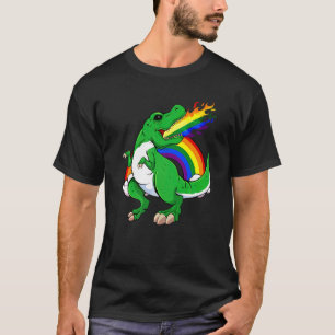 Dinosaur Rainbow Flag Lgbt Q Cute Rex Gay Prde All T-Shirt