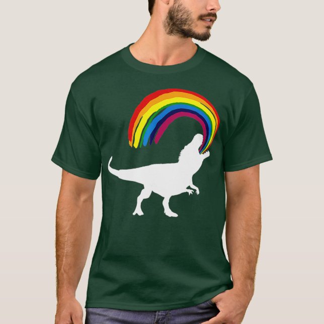 Dinosaur Rainbow Shirt T-Rex Dino Funny Tee Gift (Front)