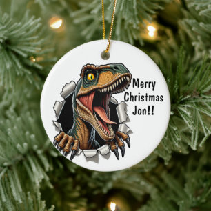 Dinosaur Raptor Ceramic Tree Decoration