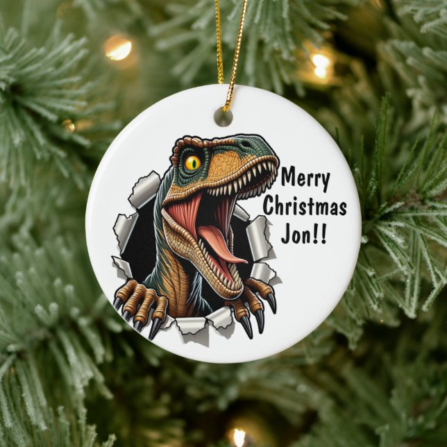 Dinosaur Raptor Ceramic Tree Decoration (Tree)