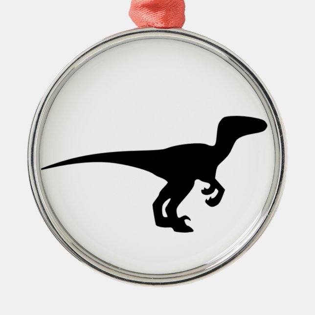 Dinosaur Raptor, Dino Design Metal Tree Decoration (Front)