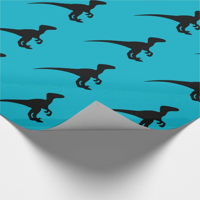 Dinosaur Raptor, Dino Design Wrapping Paper (Corner)