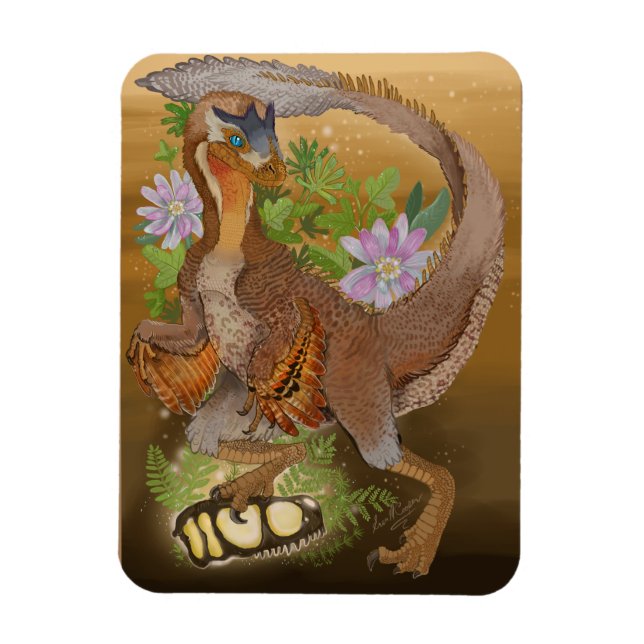 Dinosaur Raptor Jungle Art Magnet (Vertical)