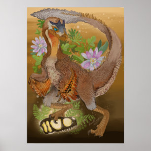 Dinosaur Raptor Jungle Art Poster