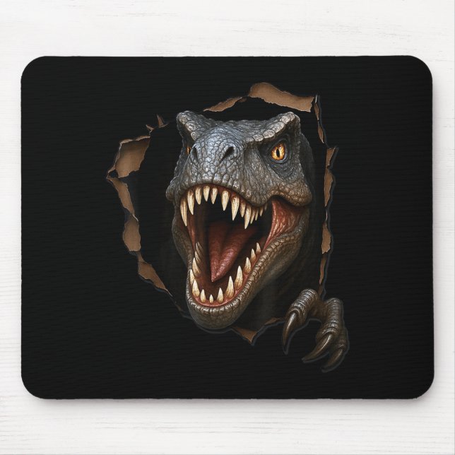 Dinosaur Raptor Torn Cloth Funny 3D Graphic Mouse Pad (Front)