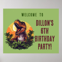 Dinosaur Rawr Birthday Poster Sign