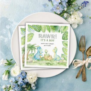 Dinosaur Rawr It's a Boy Baby Shower Napkin