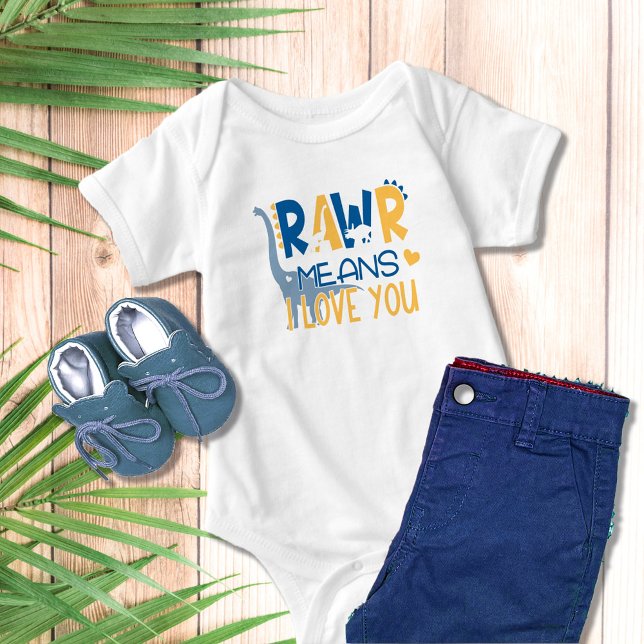Dinosaur Rawr Means I Love You Cute Boy Baby Bodysuit (Creator Uploaded)