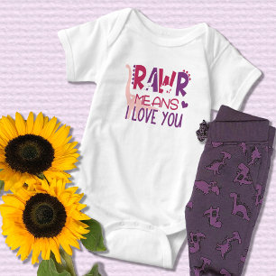 Dinosaur Rawr Means I Love You Cute Girl Baby Bodysuit