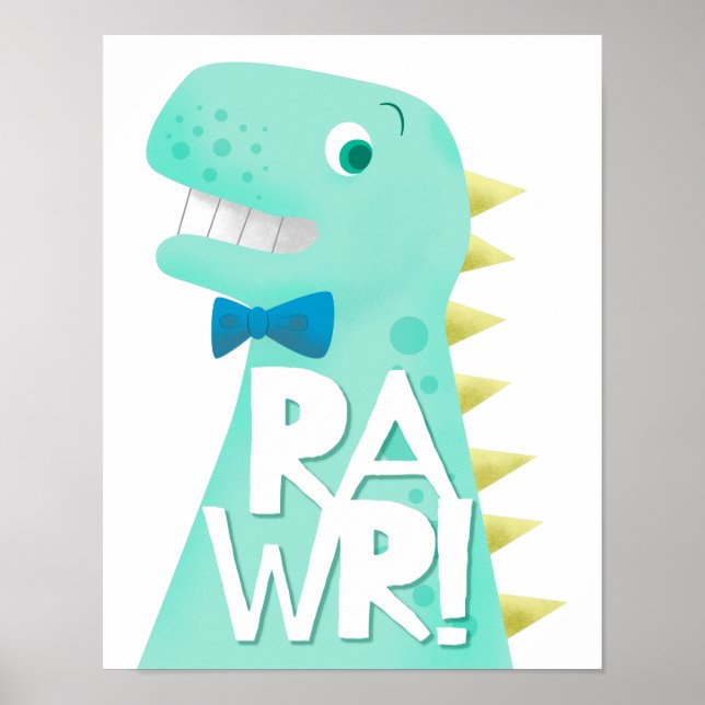 Dinosaur RAWR Nursery Kids Room Poster (Front)