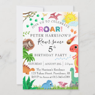 Dinosaur Rawr some Birthday Party Invitation