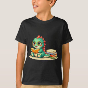 Dinosaur read reader book library funny mum dad T-Shirt
