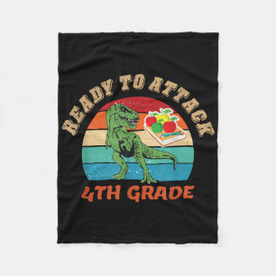 Dinosaur Ready To Attack 4th T-rex Boys Back To Sc Fleece Blanket