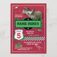 Dinosaur Red Cops Fun T-Rex Blue Invitations