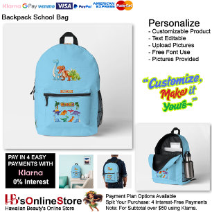 Dinosaur Reptiles Blue School Backpack 21