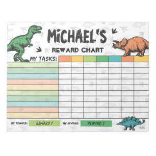 Dinosaur Reward Chart Personalised Name & Tasks Notepad