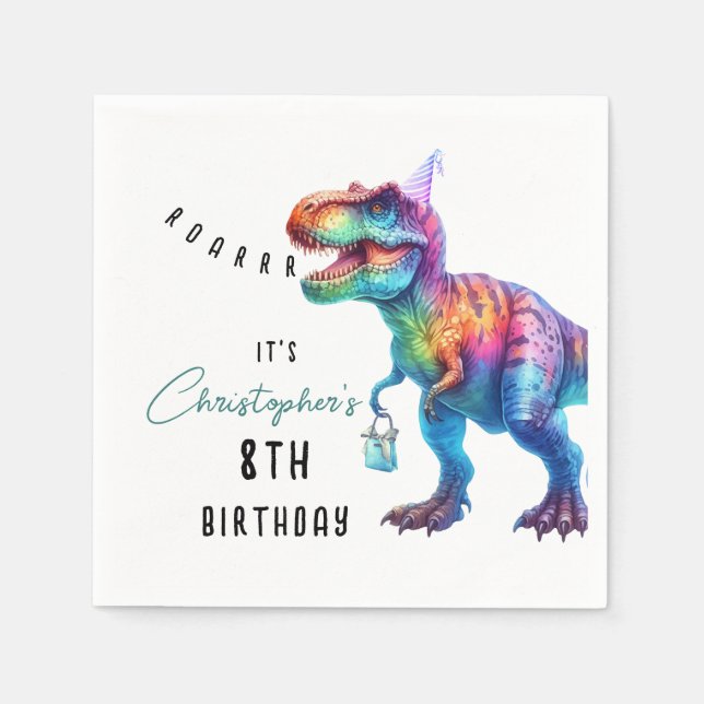Dinosaur Rex Birthday Napkin (Front)