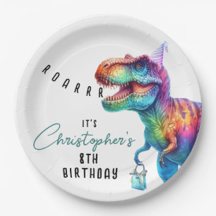 Dinosaur Rex Birthday Paper Plate