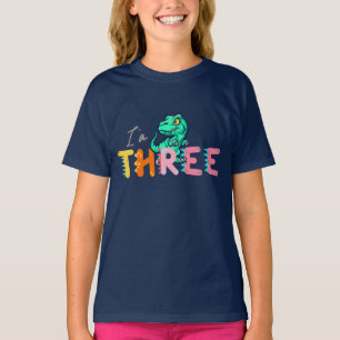 Dinosaur Rex I'm 3 Birthday boys three school T-Shirt