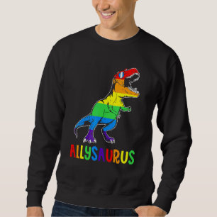 Dinosaur Rex Lgbt Gay Pride Flag Allysaurus Ally M Sweatshirt