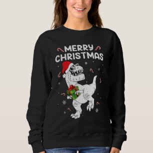 Dinosaur Rex Merry Christmas Lights  Xmas Boys Kid Sweatshirt