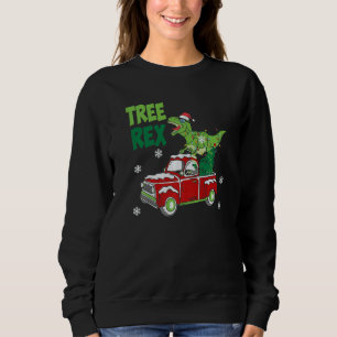 Dinosaur rex Riding Truck Christmas pajamas  Xmas Sweatshirt