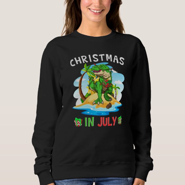 Dinosaur Rex Xmas Tree Summer Vacation Christmas I Sweatshirt (Front)