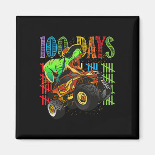 Dinosaur Riding A Monster Truck 100 Days Of School Magnet