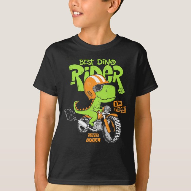 Dinosaur riding a motorbike T-Shirt (Front)