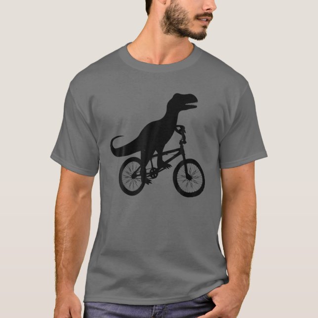 Dinosaur Riding Bike | Cute Bike-Dino Lovers Tee G (Front)