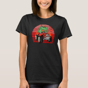 Dinosaur Riding Car Valentines Day Retro Rex Love T-Shirt