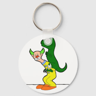 Dinosaur riding clown key ring