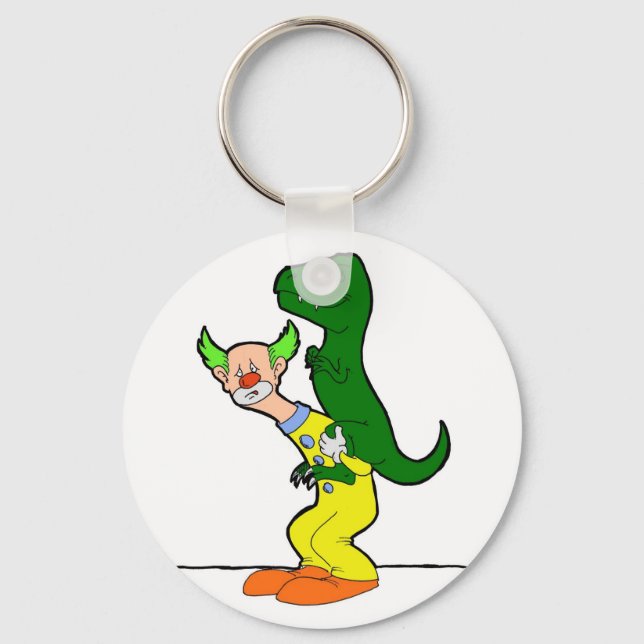 Dinosaur riding clown key ring (Front)