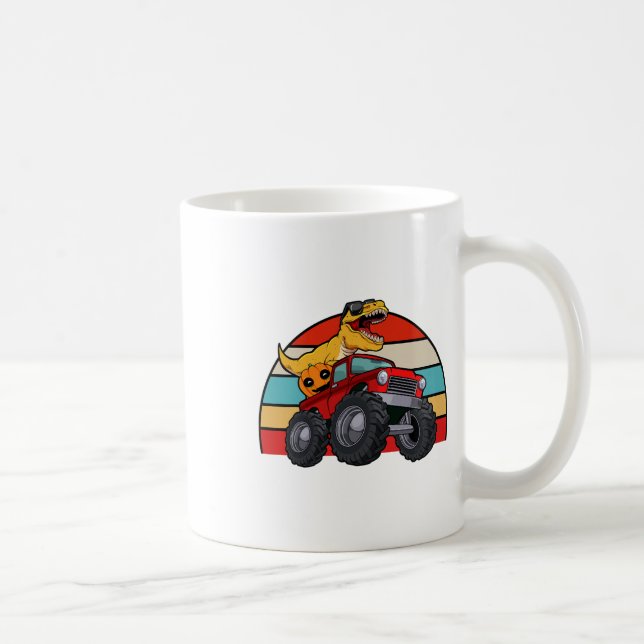 Dinosaur Riding Monster Truck Lazy Halloween Costu Coffee Mug (Right)