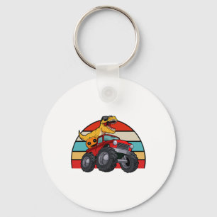 Dinosaur Riding Monster Truck Lazy Halloween Costu Key Ring