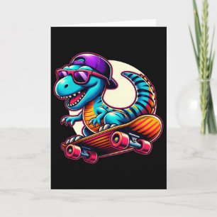 Dinosaur Riding Skateboard Funny T-rex Dino Skateb Card