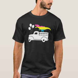 Dinosaur Riding Truck Lgbt Q Pansexual Pride Flag T-Shirt