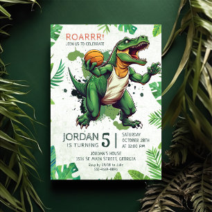 Dinosaur Roar 5th Birthday Party Invitation