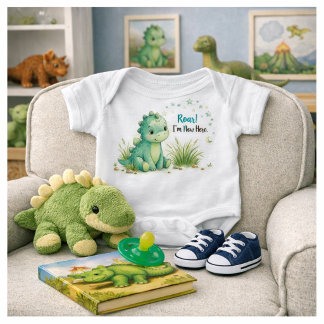 Dinosaur Roar Cute Stegosaurus Baby Boy Bodysuit