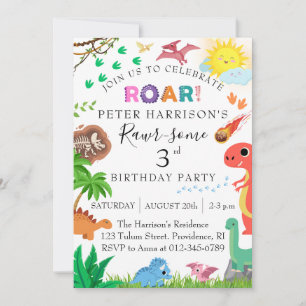 Dinosaur Roar Jurassic Boy Birthday Party Invitation