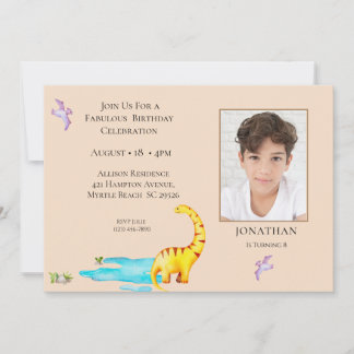 Dinosaur Roar Theme Jungle Birthday Invitation