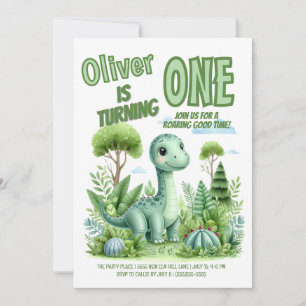 Dinosaur Roaring Good Time Baby's 1st Birthday Invitation