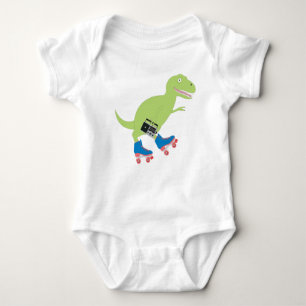 Dinosaur Roller Skating Holding Radio Baby Bodysuit