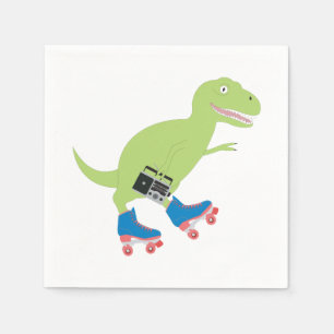 Dinosaur Roller Skating Holding Radio Napkin