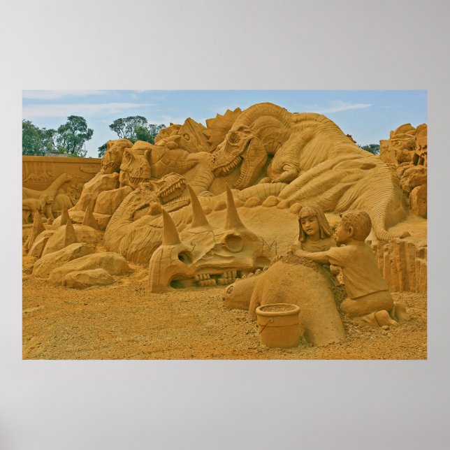 Dinosaur Sand Castle Sculptures Dinostory Poster (Front)